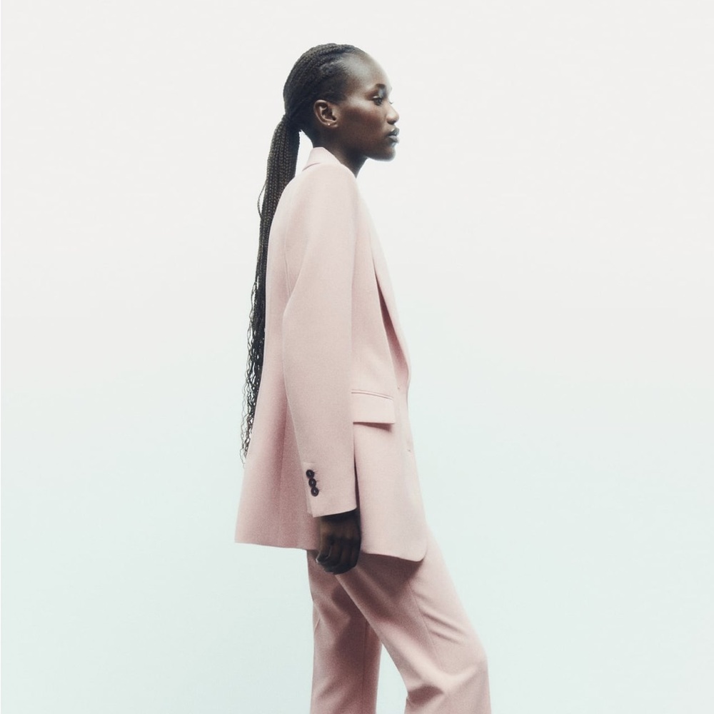 Zara pale pink fitted seam blazer Sz Sm
